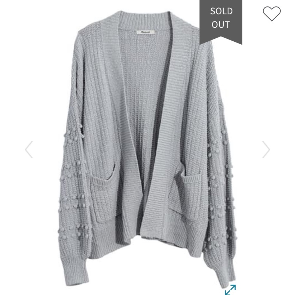 Madewell Bobble Sleeve Cardigan Cool Fog